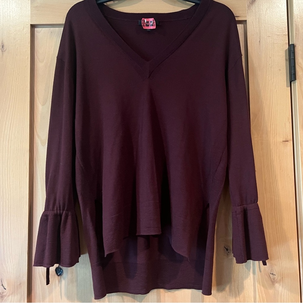 J.Crew V-Neck Burgundy Sweater - Size Small